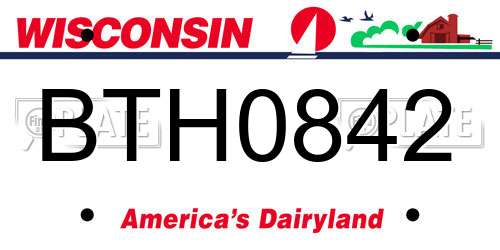 BTH0842 Wisconsin License Plate