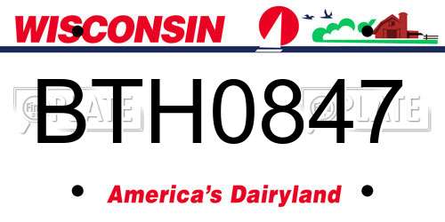 BTH0847 Wisconsin License Plate