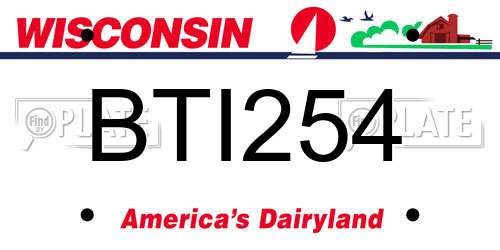 BTI254 Wisconsin License Plate