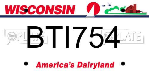 BTI754 Wisconsin License Plate