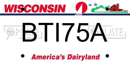 BTI75A Wisconsin License Plate
