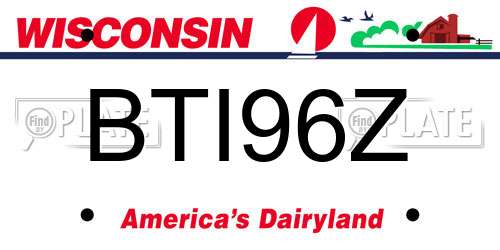 BTI96Z Wisconsin License Plate