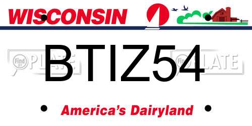 BTIZ54 Wisconsin License Plate