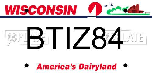 BTIZ84 Wisconsin License Plate