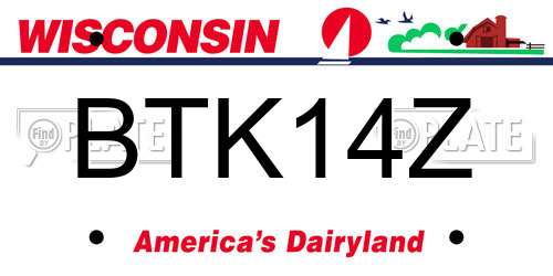 BTK14Z Wisconsin License Plate