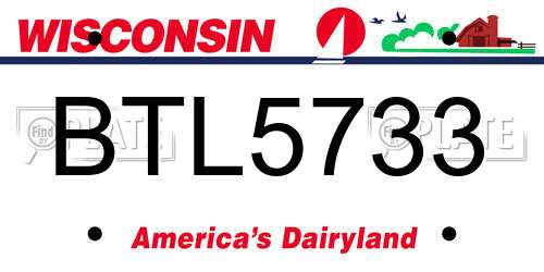 BTL5733 Wisconsin License Plate