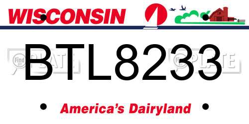 BTL8233 Wisconsin License Plate