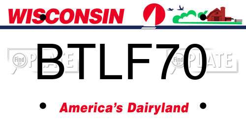 BTLF70 Wisconsin License Plate