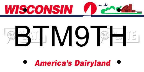BTM9TH Wisconsin License Plate
