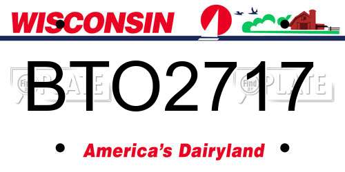 BTO2717 Wisconsin License Plate