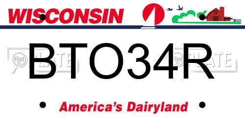 BTO34R Wisconsin License Plate