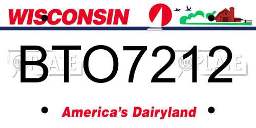 BTO7212 Wisconsin License Plate