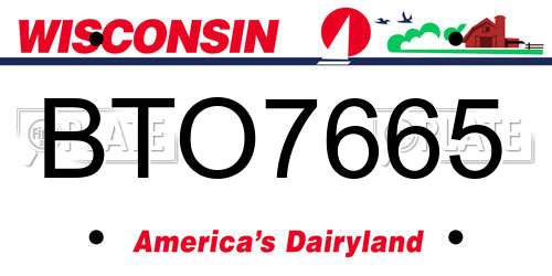 BTO7665 Wisconsin License Plate