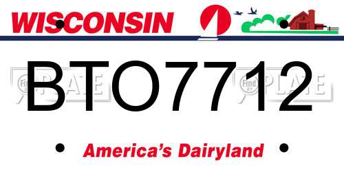 BTO7712 Wisconsin License Plate