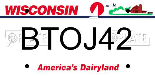 BTOJ42 Wisconsin License Plate
