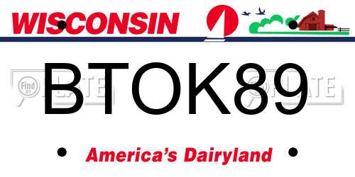 BTOK89 Wisconsin License Plate