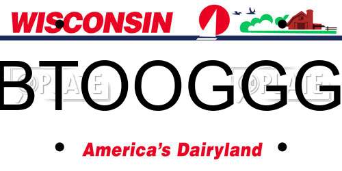BTOOGGG Wisconsin License Plate