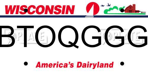 BTOQGGG Wisconsin License Plate