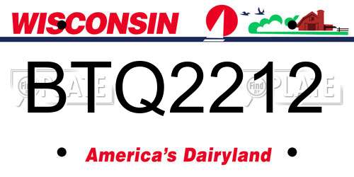 BTQ2212 Wisconsin License Plate