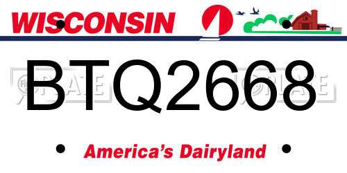 BTQ2668 Wisconsin License Plate
