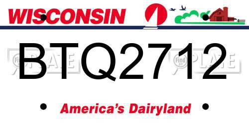 BTQ2712 Wisconsin License Plate