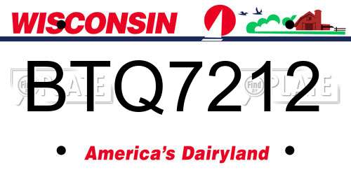 BTQ7212 Wisconsin License Plate