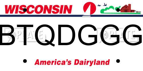 BTQDGGG Wisconsin License Plate