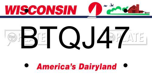 BTQJ47 Wisconsin License Plate
