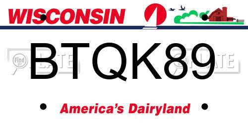 BTQK89 Wisconsin License Plate