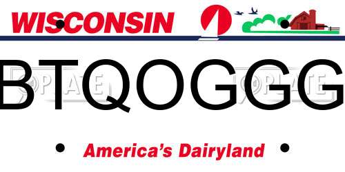 BTQOGGG Wisconsin License Plate