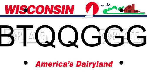 BTQQGGG Wisconsin License Plate