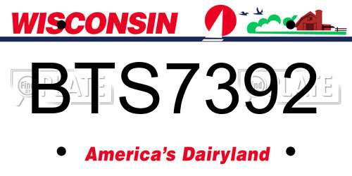 BTS7392 Wisconsin License Plate
