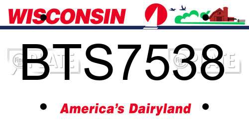 BTS7538 Wisconsin License Plate