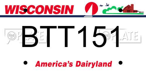 BTT151 Wisconsin License Plate