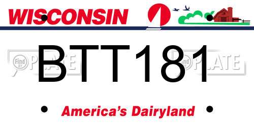 BTT181 Wisconsin License Plate