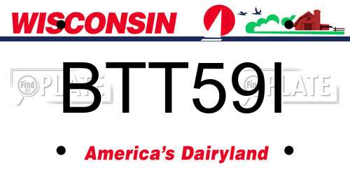 BTT59I Wisconsin License Plate