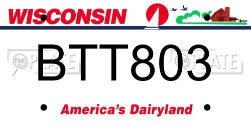 BTT803 Wisconsin License Plate