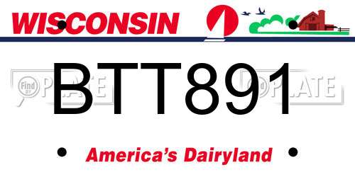 BTT891 Wisconsin License Plate