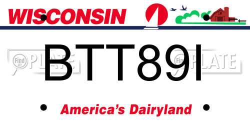BTT89I Wisconsin License Plate