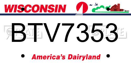 BTV7353 Wisconsin License Plate