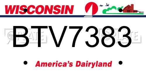 BTV7383 Wisconsin License Plate