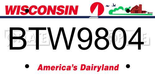 BTW9804 Wisconsin License Plate