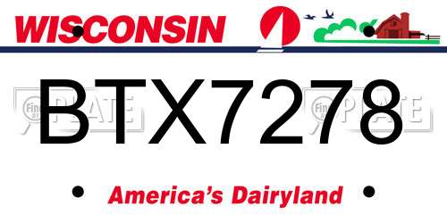BTX7278 Wisconsin License Plate