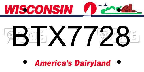 BTX7728 Wisconsin License Plate
