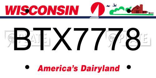 BTX7778 Wisconsin License Plate