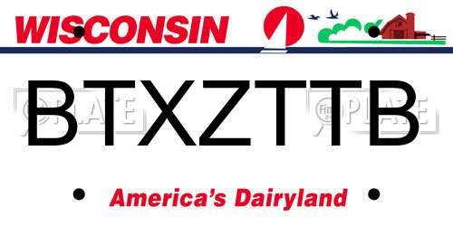 BTXZTTB Wisconsin License Plate