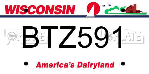 BTZ591 Wisconsin License Plate