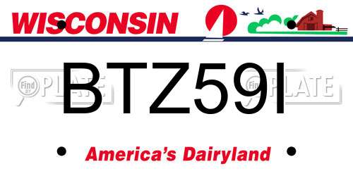 BTZ59I Wisconsin License Plate