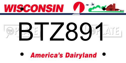 BTZ891 Wisconsin License Plate