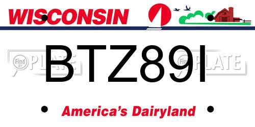 BTZ89I Wisconsin License Plate